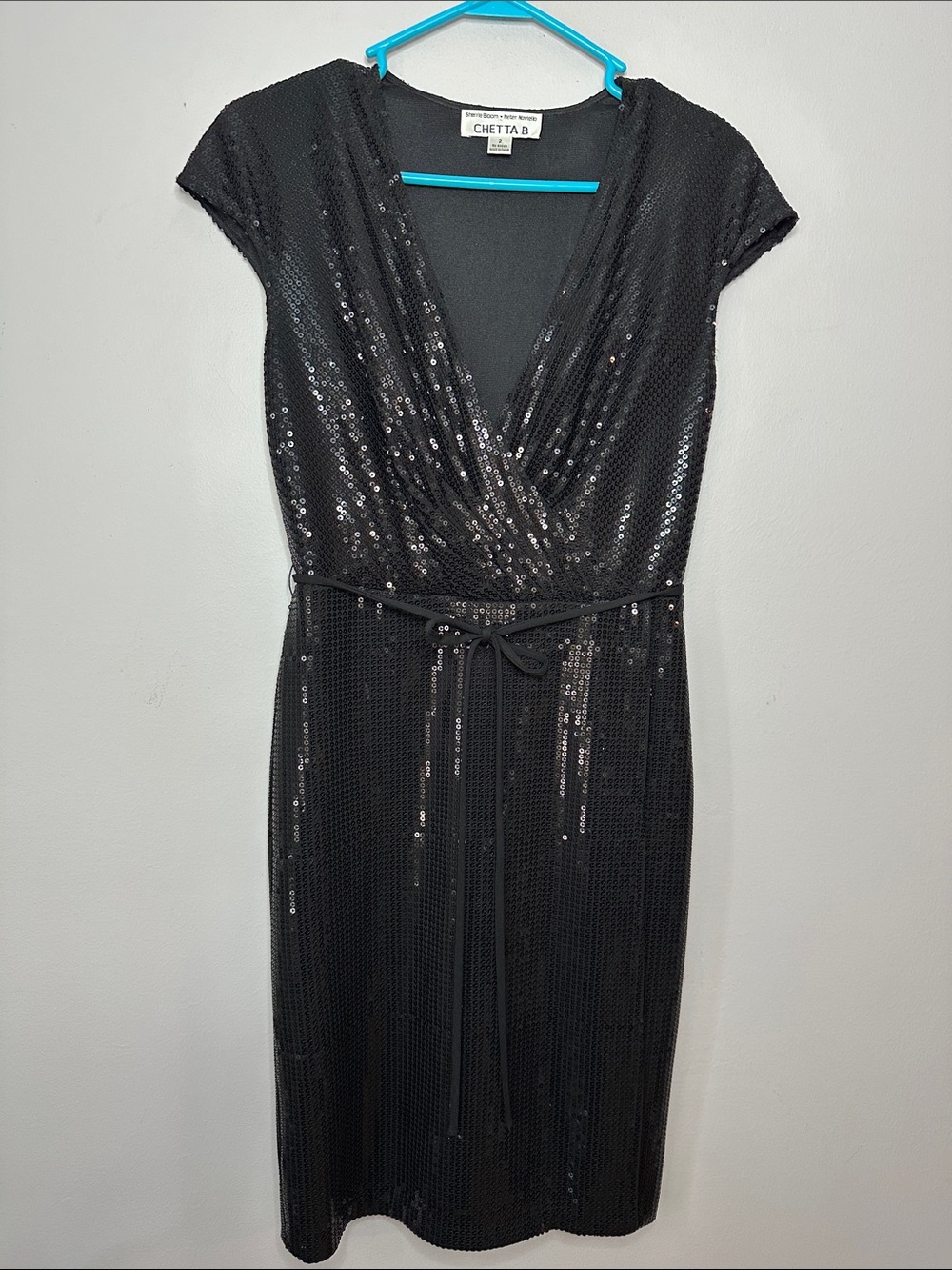 Little Black Dress CHETTA B Black Sequins dress size 2